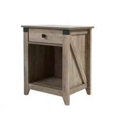 24 In. H Farmhouse Wood 1-Drawer Gray Nightstand Side Table Bedroom Storage Drawer and Shelf Bedside End Table by Unbranded