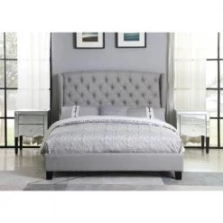 Spade Gray Queen Platform Bed Linen Frame by Unbranded -Boraam Sales Store gray unbranded platform beds yy130gyq 31 1000