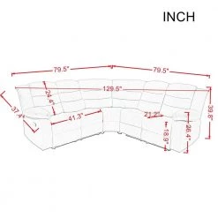 129.5 in. W 3-Piece Polyester Sectional Sofa With Reclining Chair and 4-Cup Holders for Living Room Furniture in Gray by Unbranded -Boraam Sales Store gray unbranded sectional sofas gy s recliner fa 1000