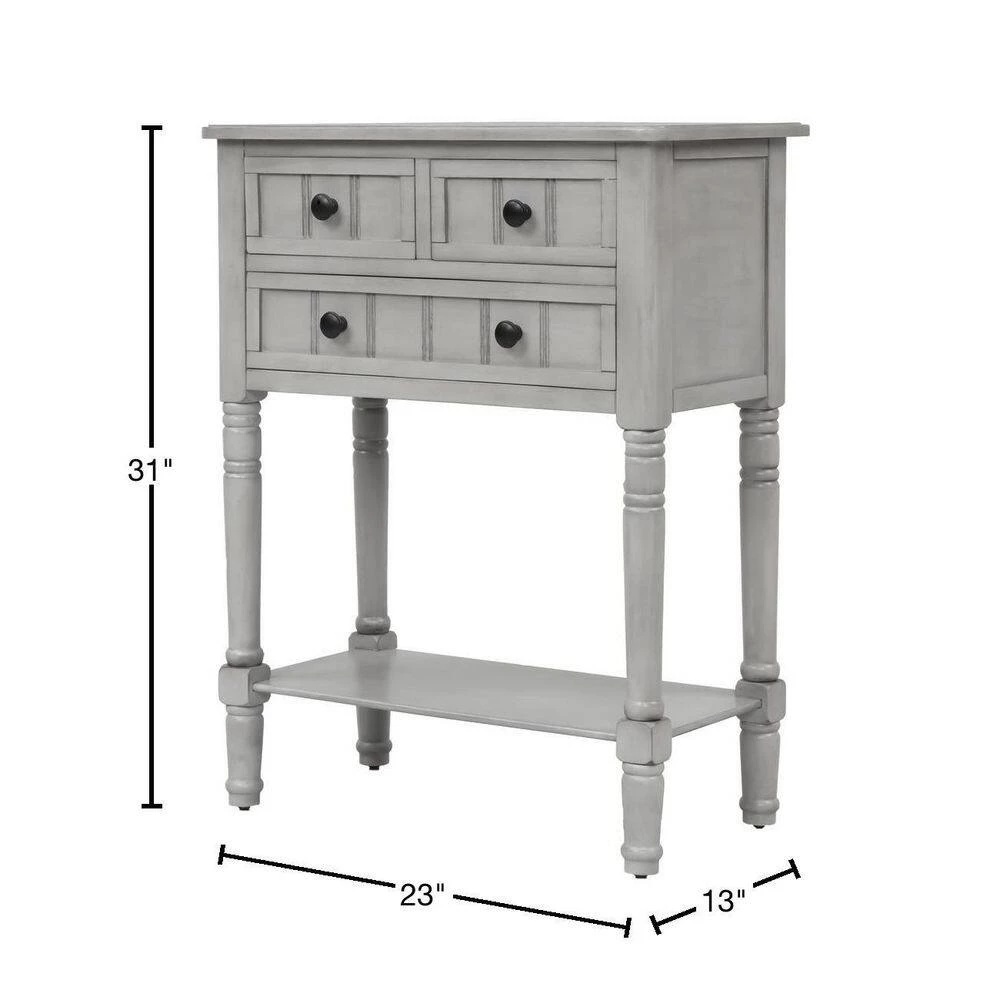 24 in. Gray Console Table, Slim Sofa Table with Three Storage Drawers and Bottom Shelf for Living Room Wood Top by Unbranded 5 24 in. Gray Console Table, Slim Sofa Table with Three Storage Drawers and Bottom Shelf for Living Room Wood Top by Unbranded - Image 3