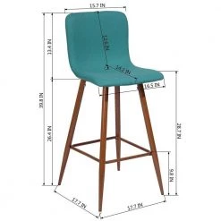 39.8 in. Green Low Back Metal Leg Counter Height Bar Stool with Fabric Seat and Back (Set of 2) by Unbranded -Boraam Sales Store green unbranded bar stools qykj md9144573 1f 1000