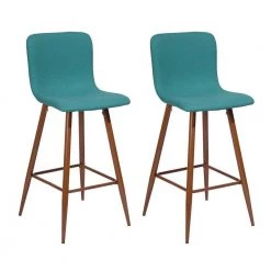 39.8 in. Green Low Back Metal Leg Counter Height Bar Stool with Fabric Seat and Back (Set of 2) by Unbranded -Boraam Sales Store green unbranded bar stools qykj md9144573 c3 1000