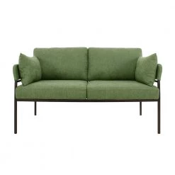 59 in. Green Linen 2-Seater Loveseat with 2 Pillows by Unbranded