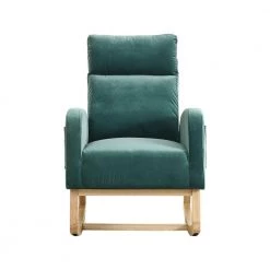 27.6 in. W Green Arm Rocking Chair Modern Accent High Backrest Living Room Lounge, 2 Side Pocket by Unbranded