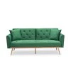 68.3 in. Width Green Velvet Twin Size Convertible Sofa Bed With 2-Pillows by Unbranded