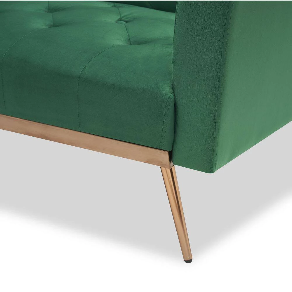 68.3 in. Width Green Velvet Twin Size Convertible Sofa Bed With 2-Pillows by Unbranded 10 68.3 in. Width Green Velvet Twin Size Convertible Sofa Bed With 2-Pillows by Unbranded - Image 8