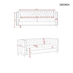 80.7 in. W Square Arm Chesterfield Velvet 3-Seater Straight Sofa with Nail Head and Gold Metal Feet in Green by Unbranded -Boraam Sales Store green unbranded sofas couches ec sfg 8124 c3 1000