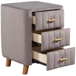 3-Drawer Bedroom Upholstery Grey Nightstand 16.10 in. W x 16.10 in. D x 23.10 in. H by Unbranded -Boraam Sales Store grey unbranded nightstands am902c 17 1f 1000