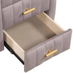 3-Drawer Bedroom Upholstery Grey Nightstand 16.10 in. W x 16.10 in. D x 23.10 in. H by Unbranded -Boraam Sales Store grey unbranded nightstands am902c 17 fa 1000