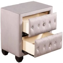 2-Drawer Bedroom Upholstery Grey Nightstand 25 in. W x 15.9 in. D x 27.9 in. H by Unbranded -Boraam Sales Store grey unbranded nightstands am902c 18 1f 1000