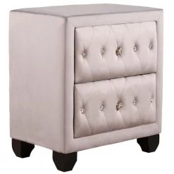2-Drawer Bedroom Upholstery Grey Nightstand 25 in. W x 15.9 in. D x 27.9 in. H by Unbranded