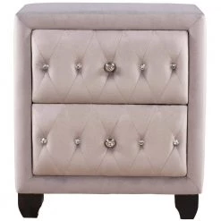 2-Drawer Bedroom Upholstery Grey Nightstand 25 in. W x 15.9 in. D x 27.9 in. H by Unbranded -Boraam Sales Store grey unbranded nightstands am902c 18 fa 1000
