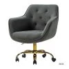 Grey Velvet Task Chair With Tufted Back and Golden Base by Unbranded -Boraam Sales Store grey unbranded task chairs sn805c 10 64 1000
