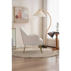 Ivory Teddy Accent Chair With Gold Legs by Unbranded -Boraam Sales Store ivory unbranded accent chairs gm h 229 1f 1000