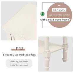 23.7in Ivory Console Table, Sofa Table with Drawers and Bottom Shelf for Living Room wood Console Table with wood by Unbranded -Boraam Sales Store ivory unbranded console tables sd wf192646aak 4f 1000