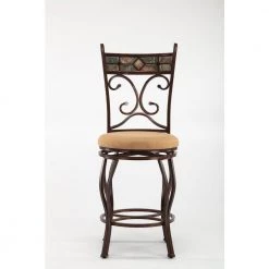 Beau 24 in. Black/Bronze Swivel Cushioned Bar Stool by Boraam -Boraam Sales Store khaki black boraam bar stools 80416 31 1000