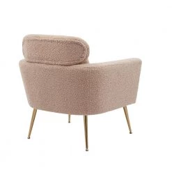 29.5" W Light Camel Modern Chenille Upholstery Chair Armchair Upholstered with Gold Metal Legs and Throw Pillow by Unbranded -Boraam Sales Store light camel unbranded accent chairs gm h 295 1f 1000