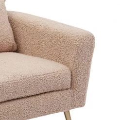 29.5" W Light Camel Modern Chenille Upholstery Chair Armchair Upholstered with Gold Metal Legs and Throw Pillow by Unbranded -Boraam Sales Store light camel unbranded accent chairs gm h 295 44 1000