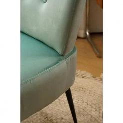 Light Green Velvet Fabric Accent Slipper Chair with Black Metal Legs for Dining Room Living Room Bedroom Accent Chair by Unbranded -Boraam Sales Store light green unbranded accent chairs a71 chai lgree 1f 1000