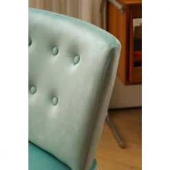 Light Green Velvet Fabric Accent Slipper Chair with Black Metal Legs for Dining Room Living Room Bedroom Accent Chair by Unbranded -Boraam Sales Store light green unbranded accent chairs a71 chai lgree 44 1000