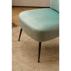 Light Green Velvet Fabric Accent Slipper Chair with Black Metal Legs for Dining Room Living Room Bedroom Accent Chair by Unbranded -Boraam Sales Store light green unbranded accent chairs a71 chai lgree 4f 1000