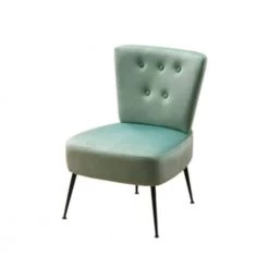 Light Green Velvet Fabric Accent Slipper Chair with Black Metal Legs for Dining Room Living Room Bedroom Accent Chair by Unbranded