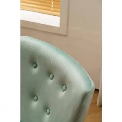 Light Green Velvet Fabric Accent Slipper Chair with Black Metal Legs for Dining Room Living Room Bedroom Accent Chair by Unbranded -Boraam Sales Store light green unbranded accent chairs a71 chai lgree fa 1000