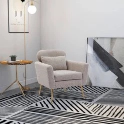 29.5" W Light Grey Modern Chenille Upholstery Chair Armchair Upholstered with Gold Metal Legs and Throw Pillow by Unbranded -Boraam Sales Store light grey unbranded accent chairs gm h 292 1f 1000