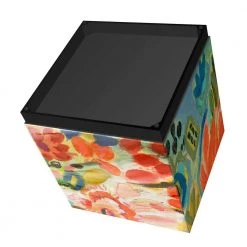 Secret Garden Floral III by Karen Fields Printed Multi-Colored Art Glass Square Side Table with Plinth Base, 22"x22" by Unbranded 12 Secret Garden Floral III by Karen Fields Printed Multi-Colored Art Glass Square Side Table with Plinth Base, 22"x22" by Unbranded -Boraam Sales Store multi color unbranded end side tables gcu 114342 222222 1d 1000