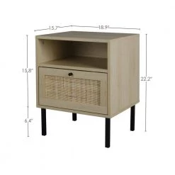 1-Drawer Natural Nightstand Side Table 18.90 in. W x 15.75 in. D x 22.24 in. H by Unbranded -Boraam Sales Store natural unbranded nightstands am908c 75 76 1000