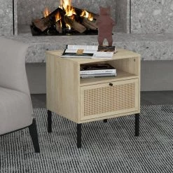 1-Drawer Natural Nightstand Side Table 18.90 in. W x 15.75 in. D x 22.24 in. H by Unbranded -Boraam Sales Store natural unbranded nightstands am908c 75 c3 1000