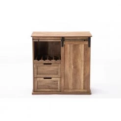 Weston Natural Sliding Barn Door Wine Cabinet by Boraam