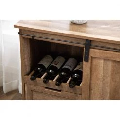 Weston Natural Sliding Barn Door Wine Cabinet by Boraam -Boraam Sales Store natural wood finish boraam bar cabinets 77417 fa 1000