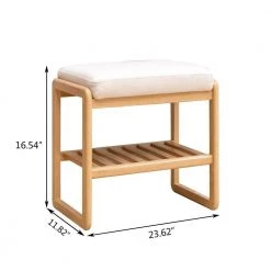 16.54 in. x 23.62 in.x 11.82 in. Natural Brown Solid Wood Shoe Bench, Beech Wood Storage Rack Organizer by Unbranded -Boraam Sales Store nature unbranded bedroom benches gm h 618 44 1000
