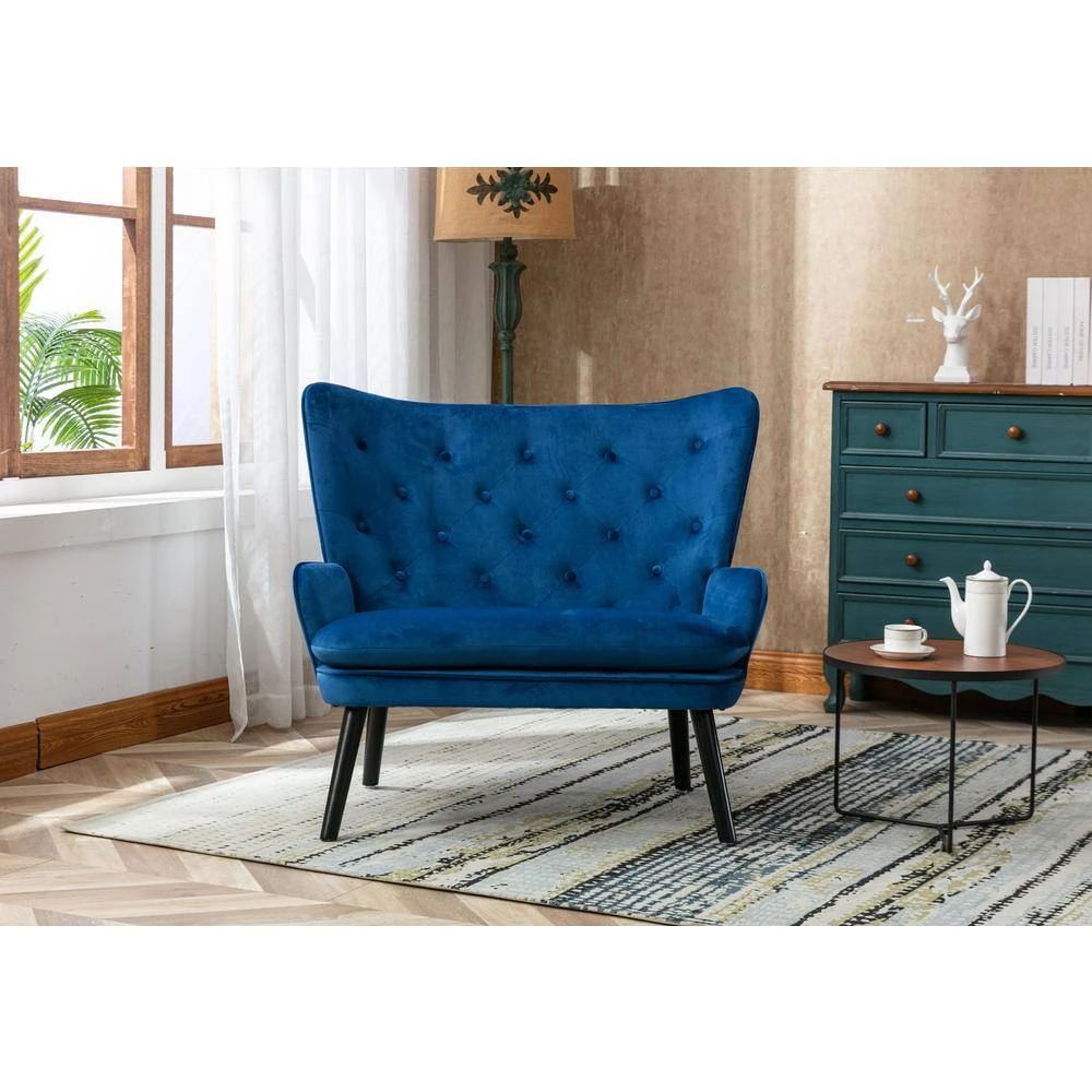 Navy High Back Accent Chair Comfortable Loveseat Fabric Padded Seat Modern High Back Arm-sofa by Unbranded 11 Navy High Back Accent Chair Comfortable Loveseat Fabric Padded Seat Modern High Back Arm-sofa by Unbranded - Image 9