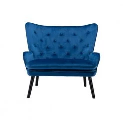 Navy High Back Accent Chair Comfortable Loveseat Fabric Padded Seat Modern High Back Arm-sofa by Unbranded