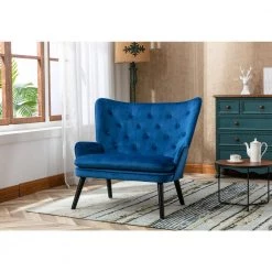 Navy High Back Accent Chair Comfortable Loveseat Fabric Padded Seat Modern High Back Arm-sofa by Unbranded 17 Navy High Back Accent Chair Comfortable Loveseat Fabric Padded Seat Modern High Back Arm-sofa by Unbranded -Boraam Sales Store navy unbranded accent chairs gm h 300 fa 1000