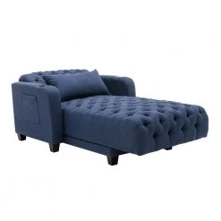 Boraam Sales Store 37 Navy Polyester Tufted Reclining Chaise Lounge With Wirless Charge and Cup Holder by Unbranded