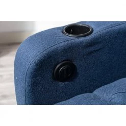Navy Polyester Tufted Reclining Chaise Lounge With Wirless Charge and Cup Holder by Unbranded -Boraam Sales Store navy unbranded chaise lounges zq w39547978 fa 1000
