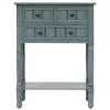24 in. Blue Console Table, wood Sofa Table with Three Storage Drawers and Bottom Shelf for Living Room Wood Top by Unbranded