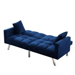 74 in. Width Navy Velvet Twin Sleeper Convertible Sofa Bed With 2-Pillows by Unbranded -Boraam Sales Store navy unbranded sofa beds zq w223s01465 44 1000