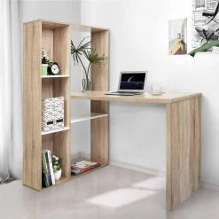 47.2 in. L- Shaped Oak Computer Desk With Shelves by Unbranded 21 47.2 in. L- Shaped Oak Computer Desk With Shelves by Unbranded -Boraam Sales Store oak unbranded computer desks sn823c 229 31 1000