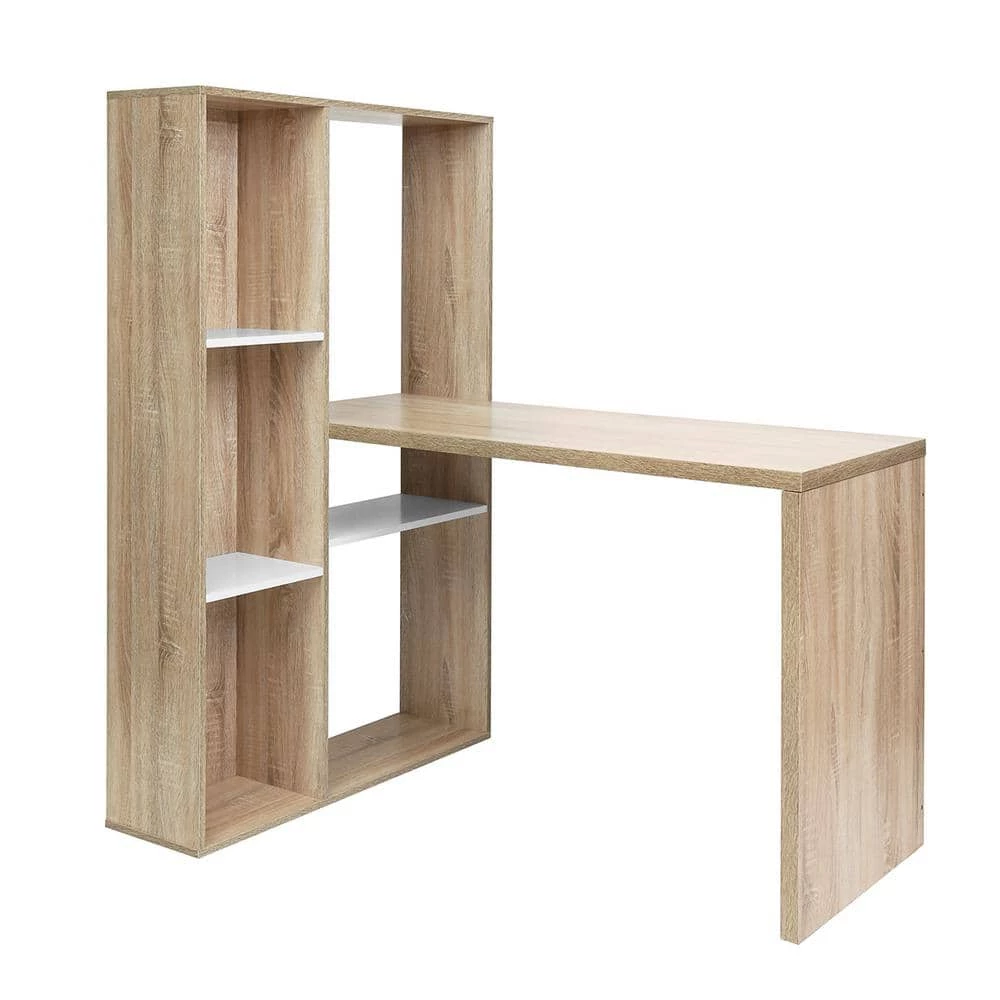 47.2 in. L- Shaped Oak Computer Desk With Shelves by Unbranded 9 47.2 in. L- Shaped Oak Computer Desk With Shelves by Unbranded - Image 7