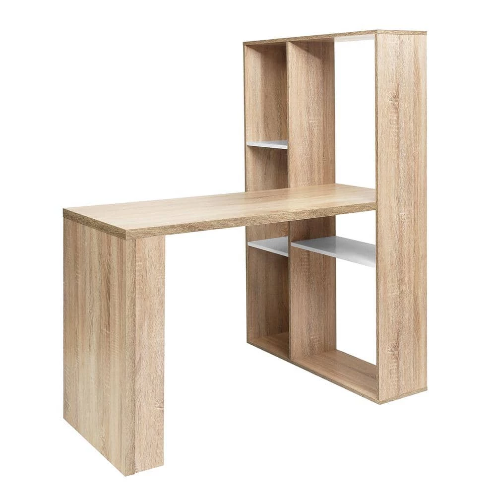 47.2 in. L- Shaped Oak Computer Desk With Shelves by Unbranded 3 47.2 in. L- Shaped Oak Computer Desk With Shelves by Unbranded
