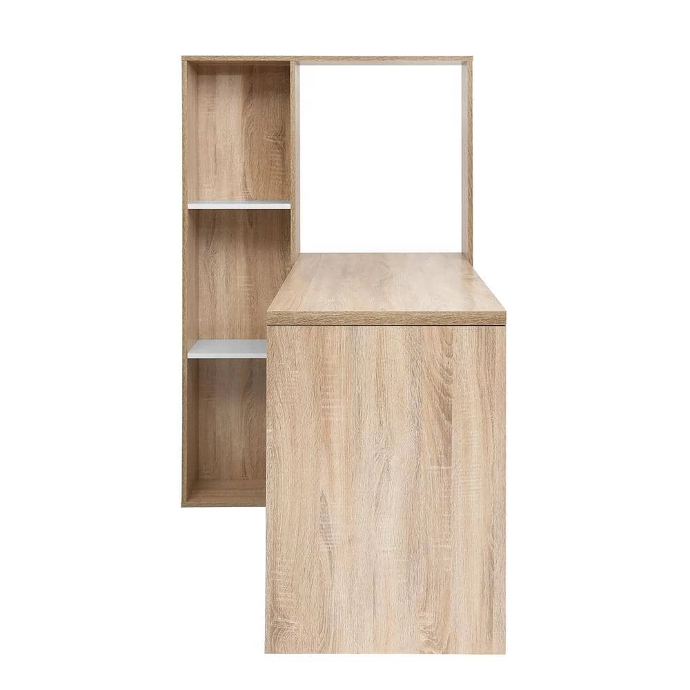 47.2 in. L- Shaped Oak Computer Desk With Shelves by Unbranded 4 47.2 in. L- Shaped Oak Computer Desk With Shelves by Unbranded - Image 2