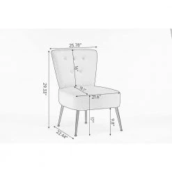 Off White Velvet Fabric Accent Slipper Chair with Black Metal Legs for Dining Room Living Room Bedroom Accent Chair by Unbranded -Boraam Sales Store off white unbranded accent chairs a71 chai owhit 1d 1000