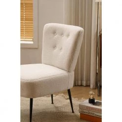 Off White Velvet Fabric Accent Slipper Chair with Black Metal Legs for Dining Room Living Room Bedroom Accent Chair by Unbranded -Boraam Sales Store off white unbranded accent chairs a71 chai owhit 1f 1000