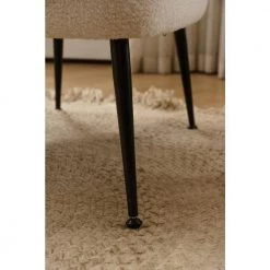 Off White Velvet Fabric Accent Slipper Chair with Black Metal Legs for Dining Room Living Room Bedroom Accent Chair by Unbranded -Boraam Sales Store off white unbranded accent chairs a71 chai owhit 76 1000