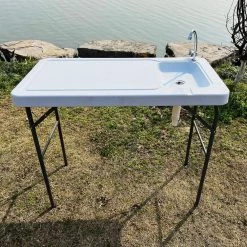 Foldable Multi-functional Outdoor / Garden Fish and Game Cutting Cleaning Camp Table With Sink and Faucet Combo by Unbranded -Boraam Sales Store off white unbranded kitchen prep tables aybszhd1510 44 1000