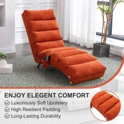 Orange Polyester Fabric Chaise Lounge with Ergonomically 140° Backrest Design by Unbranded -Boraam Sales Store orange unbranded chaise lounges sxb539622 1f 1000